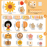 Xqumoi 91Pcs Retro Groovy Fall Turkey Bulletin Board Thankful Vibes Borders Decorations Hippie Autumn Pumpkin Daisy Give Thanks Cutouts for Thanksgiving School Classroom Home Office Chalkboard Decor