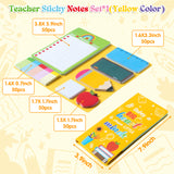 Xqumoi Teacher Themed Sticky Notes Set - Blackboard Pencil Apple Shape Self-Stick Note Pads Teacher Appreciation Gift Writing Memo Pads Page Marker School Office Supplies, 550 Sheets (Yellow)