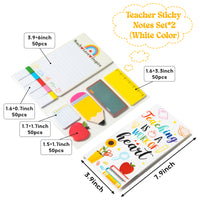 Xqumoi 2 Pack Teaching is A Work of Heart Sticky Notes Set - Ruler Blackboard Pencil Apple Shape Self-Stick Note Pads Teacher Appreciation Gift Writing Memo Pads Page Marker School Office Supplies