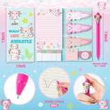 Xqumoi Axolotl Stationery Gift Set, Axolotl Sticky Notes A5 Hardcover Ruled Journal Notebook with Planner Stickers Magnet Bookmarks Paper Clip Gel Ballpoint Pen Stickers Birthday Back to School Supply