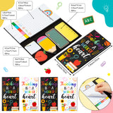 Xqumoi 4 Set Teacher Sticky Notes Stationary Gift Set, Self-Stick Notepads A5 Spiral Notebooks Black Gel Ballpoint Pens Teacher Appreciation Gift Back to School Supplies with Plastic Thank You Bags