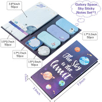 Xqumoi The Sky is The Limit Sticky Notes Set, 550 Sheets, Outer Space Galaxy Planet Pattern Self-Stick Notes Pads Divider Tabs Bundle Writing Memo Pads Page Marker School Office Supplies Small Gift