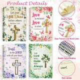 Xqumoi 4Pack A5 Floral Cross Religious Spiral Notebooks - Bible Verse Ruled Hardbound Journal Writing Hardcover Faith Spiral Notebooks Inspirational Christian Christmas Gift Sunday School Supplies