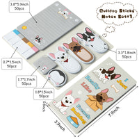 Xqumoi I Just Really Like French Bulldog Sticky Notes Set, 550 Sheets, Cartoon Bulldog Self-Stick Notes Pads Animal Divider Tabs Bundle Writing Memo Pads Page Marker School Office Supplies Small Gift