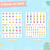 Xqumoi Easter Nail Art Stickers Decals - 8 Sheets Cartoon Bunny Chick Peeps Design Charms 3D Self-Adhesive Nail Decals Easter Party Favor Gift for Women Girls DIY Manicure Nail Decorations