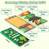 Xqumoi I Just Really Like Camping Sticky Notes Set, 550 Sheets, Camp Adventure Self-Stick Note Pads Tree Bear Tent Writing Memo Pads Page Marker Student Classroom School Office Supplies Small Gift