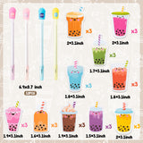 Xqumoi 114Pcs Bubble Tea Stationery and School Supplies Set - Cute Bubble Tea Sticky Notes, Paper Clip Bookmarks, Boba Decal Stickers and Pens, Assorted Mini Erasers, Back to School Gift for Kids