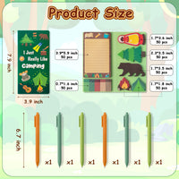 Xqumoi Camping Sticky Note A5 Notebooks Pens Stationary Set - Camp Adventure Self-Stick Notes Pads Spiral Notebooks Black Gel Ballpoint Pens School Office Supplies Teacher Appreciation Gift with Box