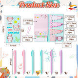 Xqumoi Axolotl Sticky Note A5 Notebooks Pens Stationary Set - Axolotl Self-Stick Notes Pads 2 Pack Spiral Notebooks Black Gel Ballpoint Pens School Office Supplies Teacher Appreciation Gift with Box