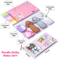 Xqumoi I Just Really Like Poodle Sticky Notes Set, 550 Sheets, Cute Cartoon Poodle Self-Stick Notes Pads Animal Divider Tabs Bundle Writing Memo Pads Page Marker Back to School Office Supplies Gift