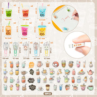 Xqumoi 114Pcs Bubble Tea Stationery and School Supplies Set - Cute Bubble Tea Sticky Notes, Paper Clip Bookmarks, Boba Decal Stickers and Pens, Assorted Mini Erasers, Back to School Gift for Kids