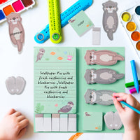 Xqumoi 2 Pack I Just Really Like Otters Sticky Notes Set - Cute Cartoon Otters Self-Stick Notes Pads Animal Divider Tabs Bundle Writing Memo Pads Page Marker Back to School Office Supplies Small Gift