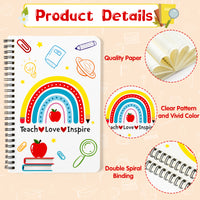 Xqumoi 2Pack A5 Teacher Spiral Notebooks, Teaching is A Work of Heart Ruled Hardbound Journal Writing Notebooks School Office Supplies Teacher Appreciation Gift Back to School Notepad Diary