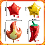 Xqumoi Chili Fire Foil Balloons Cook Off Contest Party Decoration, 8Pcs Chili Pepper Flame Aluminum Balloon Contest Tasting Competition Cinco De Mayo Mexican Fiesta Birthday Party Festival Supplies