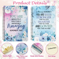 Xqumoi 2Pack A5 Blue Floral Motivational Spiral Notebooks - Inspirational Notebooks Ruled Hardbound Lined Journal Writing Hardcover Notebooks School Office Supplies Teacher Appreciation Gift