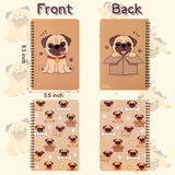 Xqumoi 2Pack A5 Pug Spiral Notebooks, Cute Cartoon Pug Pattern Ruled Hardbound Journal Writing Notebooks Hardcover Notebook for Student School Office Supplies Back to School Notepad Diary Gift