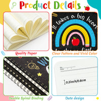 Xqumoi 2 Pack A5 Teacher Spiral Notebooks, It Takes A Big Heart to Shape Little Minds Ruled Hardbound Journal Writing Notebooks Teacher Appreciation Gift Back to School Office Supplies Notepad (Black)