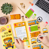 Best Bus Driver Sticky Notes Set - School Bus Pencil Shaped Self-Stick Note Pads Teacher Appreciation Thank You Gift Writing Memo Pad Page Marker Back to School Office Party Favors Supplies