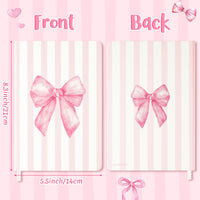Xqumoi Coquette Pink Bow Hardcover Ruled Journal Notebook with Planner Stickers, A5 Hardbound Lined Journal Writing Notebook Teacher Appreciation Gift Back to School Office Supplies Diary Notepad
