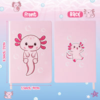 Xqumoi Axolotl Hardcover Ruled Journal Notebook with Planner Stickers, A5 Hardbound Lined Journal Writing Notebook Teacher Appreciation Gift Back to School Office Supplies Diary Notepad 8.3” x 5.5”