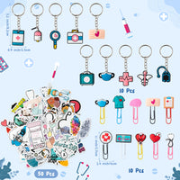Xqumoi Funny Nurse Themed Stationery Set - Nurse Gift Sticky Notes, Medical Decal Stickers Gel Pens, Paper Clip Bookmarks, Keychain, Nursing Student Essentials School Graduation Gift, Hospital Supply