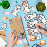 Xqumoi I Just Really Like Siberian Husky Sticky Notes Set, 550 Sheets, Cute Husky Self-Stick Notes Pads Animal Divider Tabs Bundle Writing Memo Pads Page Marker Back to School Office Supplies Gift