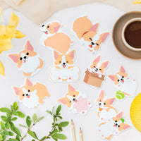 Xqumoi 30 Pack Corgi Sticky Notes - Cute Cartoon Corgi Self Sticky Notepads Writing Memo Pads Animal Page Marker for Office School Student Birthday Party Favors Goodies Bag Fillers, Total 600 Sheets