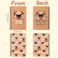 Xqumoi Shar Pei Pug Sticky Note A5 Notebooks Pens Stationary Set - Pug Self-Stick Notes Pads 2 Pack Spiral Notebooks Black Gel Ballpoint Pen School Office Supplies Teacher Appreciation Gift with Box