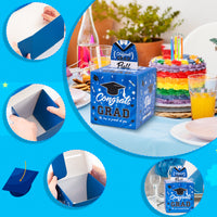 Xqumoi Graduation Money Box for Cash Gift Pull - Blue Congrats Crad Money Gift Box for Cash with Pull Out Card Funny DIY Surprise Explosion Holder Grad Gift Box Creative Way to Give Cash as A Gift