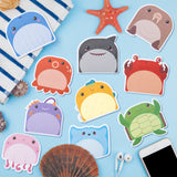 Xqumoi 30 Pack Sea Animal Sticky Notes - Cartoon Ocean Life Self Sticky Notepads Writing Memo Pads Animal Page Marker for Office School Student Birthday Party Favors Goodies Bag Fillers, 600 Sheets