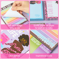 Xqumoi Black Girl Inspirational Sticky Notes Set - to Do List Self-Stick Note Pads, Be the Leading Lady Sticky Notes, Motivational Writing Memo Pad, African Girl Positive Gift, School Office Supplies