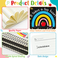 Xqumoi 4 Pack Black White A5 Teacher Spiral Notebooks - Teaching is A Work of Heart Ruled Hardbound Journal Writing Notebooks Teacher Appreciation Gift Back to School Office Supplies Notepad Diary