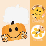 Xqumoi 91Pcs Retro Groovy Fall Turkey Bulletin Board Thankful Vibes Borders Decorations Hippie Autumn Pumpkin Daisy Give Thanks Cutouts for Thanksgiving School Classroom Home Office Chalkboard Decor