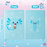 Xqumoi Axolotl Hardcover Ruled Journal Notebook with Planner Stickers, A5 Hardbound Journal Writing Notebook Teacher Appreciation Gift Back to School Office Supplies Diary Notepad 8.3” x 5.5” (Blue)