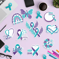 Xqumoi 30 Pack Suicide Prevention Awareness Sticky Notes - Purple & Teal Ribbons with Inspirational Message Self Sticky Writing Memo Pads for School Charity Events Party Favors Goodies Bag Fillers