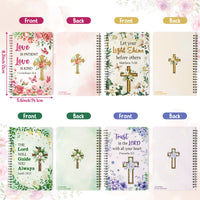 Xqumoi 4Pack A5 Floral Cross Religious Spiral Notebooks - Bible Verse Ruled Hardbound Journal Writing Hardcover Faith Spiral Notebooks Inspirational Christian Christmas Gift Sunday School Supplies