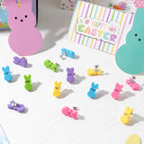 Xqumoi 30Pcs Easter Bunny Peeps Stud Earrings - Cute Rabbit Resin Stud Earrings with Hypoallergenic Stainless Steel Jewelry Small Colorful Candy Accessories Happy Easter Gift for Women