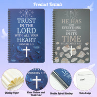 Xqumoi 2Pack A5 Cross Religious Spiral Notebooks - Inspirational Bible Verses Notebooks Ruled Hardbound Lined Journal Writing Notebooks Christian Christmas Church Gift School Supplies (Blue & Grey)