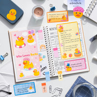 Xqumoi Duck Lovers Sticky Notes Set - Just A Girl Who Loves Ducks Self-Stick Note Pads Cartoon Animal Duckie Writing Memo Pad Page Marker Bookmarker Back to School Office Party Favors Supplies