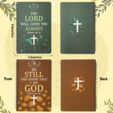 Xqumoi 2Pack A5 Cross Religious Spiral Notebooks - Inspirational Bible Verses Notebooks Ruled Hardbound Lined Journal Writing Notebooks Christian Christmas Church Gift School Supplies (Green & Brown)