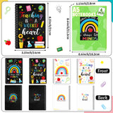 Xqumoi 4 Pack Black White A5 Teacher Spiral Notebooks - Teaching is A Work of Heart Ruled Hardbound Journal Writing Notebooks Teacher Appreciation Gift Back to School Office Supplies Notepad Diary