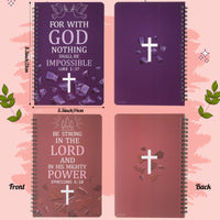 Xqumoi 2Pack A5 Cross Religious Spiral Notebooks - Inspirational Bible Verses Notebooks Ruled Hardbound Lined Journal Writing Notebooks Christian Christmas Church Gift School Supplies (Red & Purple)