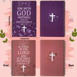 Xqumoi 2Pack A5 Cross Religious Spiral Notebooks - Inspirational Bible Verses Notebooks Ruled Hardbound Lined Journal Writing Notebooks Christian Christmas Church Gift School Supplies (Red & Purple)