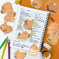 Xqumoi 30 Pack Capybara Sticky Notes - Cute Cartoon Capybara Self Sticky Notepads Writing Memo Pads Animal Page Marker for Office School Student Birthday Party Favors Goodies Bag Fillers 600 Sheets