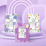 Xqumoi 2Pack A5 Floral Cross Religious Spiral Notebooks - Bible Verses Writing Notebooks, Ruled Hardbound Lined Journal, Inspirational Christian Christmas Gift, Sunday School Supply (Purple & Yellow)