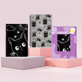 Xqumoi 2Pack A5 Funny Black Cat Spiral Notebooks - Crazy Cute Cat Notebooks, Ruled Hardbound Lined Journal, Writing Hardcover Notebooks, Back to School Supplies, Office Supplies, Cat Lover Gift