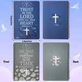 Xqumoi 2Pack A5 Cross Religious Spiral Notebooks - Inspirational Bible Verses Notebooks Ruled Hardbound Lined Journal Writing Notebooks Christian Christmas Church Gift School Supplies (Blue & Grey)