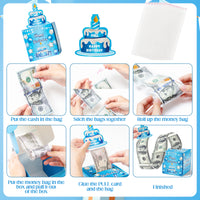 Xqumoi Birthday Money Box for Cash Gift Pull - Sky Blue Money Gift Boxes for Cash with Pull Out Happy Birthday Card Funny DIY Holiday Surprise Birthday Gift Box Creative Way to Give Cash as A Gift