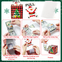 Xqumoi Christmas Santa Money Box for Cash Gift Pull, Money Gift Boxes for Cash with Pull Out Card Funny Xmas Buffalo Plaid Holiday Surprise Merry Christmas Creative Way to Give Cash as A Gift