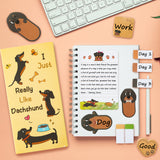 Xqumoi I Just Really Like Dachshund Sticky Notes Set, 550 Sheets Cute Cartoon Dachshund Self-Stick Notes Pads Animal Divider Tabs Bundle Writing Memo Pads Page Marker School Office Supplies Small Gift